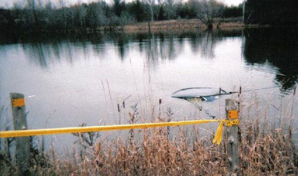 car in lake